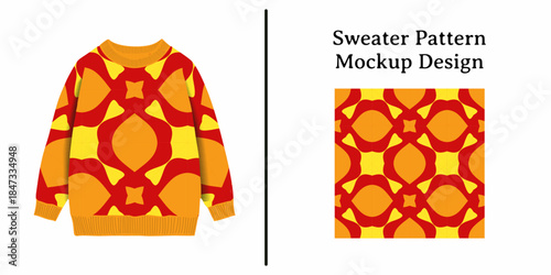 Vibrant sweater with modern geometric pattern design mockup