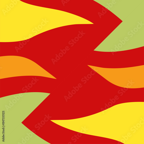 Vibrant abstract design with dynamic red, orange, and yellow shapes