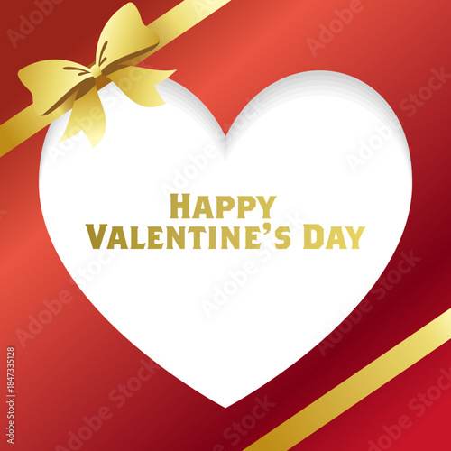 金色のリボンとハートのフレーム素材。