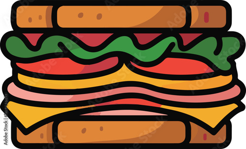 Sandwich Flat Vector | Snack Food Illustration