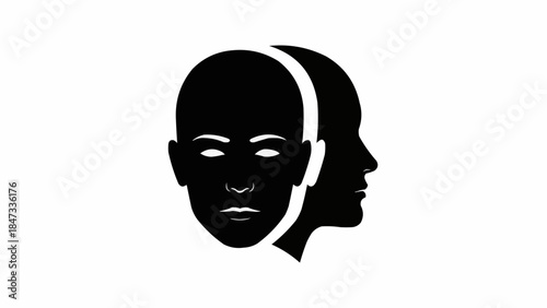 Stylized Silhouette of Two Human Heads Facing Opposite Directions.