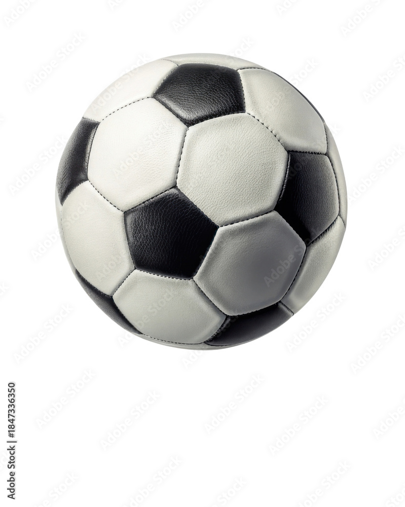 Fototapeta premium Soccer ball sport leather black white equipment game isolated classic black white leather soccer ball sport equipment game object transparency