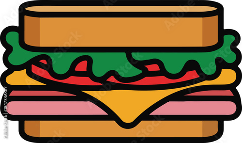 Sandwich Flat Vector | Snack Food Illustration