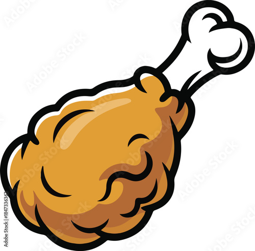 Fried Chicken Flat Vector | Crispy Fast Food Illustration