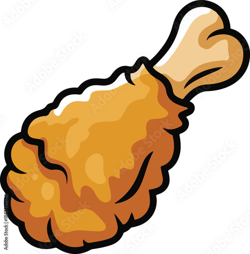 Fried Chicken Flat Vector | Crispy Fast Food Illustration