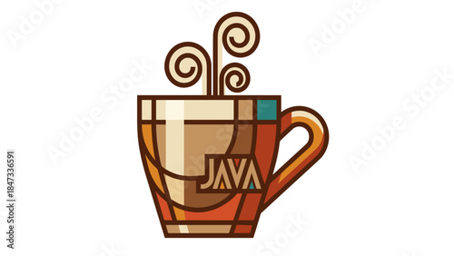 Stylized java programming language coffee cup logo icon