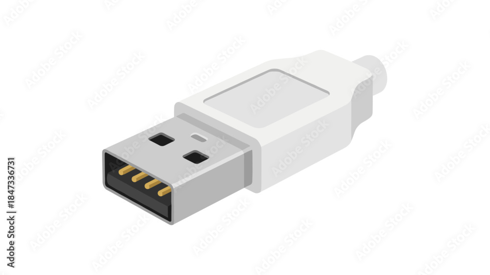Fototapeta premium White usb typea connector plug end