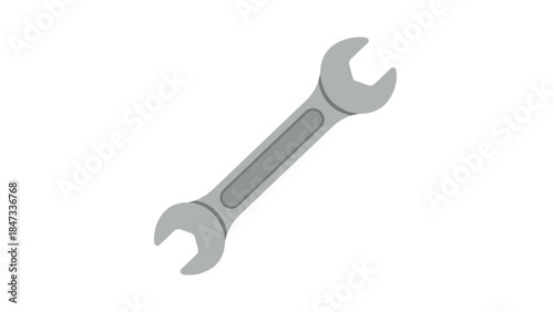Simple illustration of a silver double openend wrench, a common hand tool for turning nuts and bolts