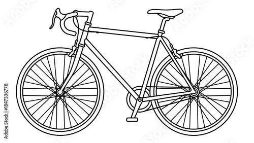 Line art illustration of a road bicycle with drop handlebars