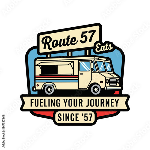 Vintage Food Truck Logo Design Illustration.