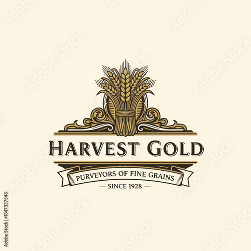 Harvest Gold Grain Logo Illustration Design.