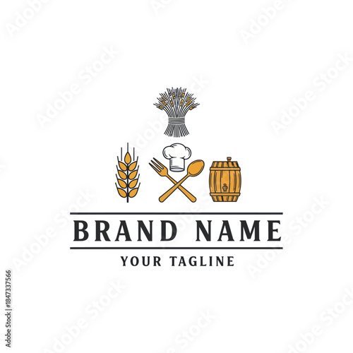 Bakery Logo Design with Cooking Utensils.