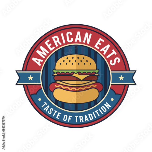 American Eats Burger Logo Design.