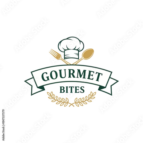 Gourmet Bites Chef Logo Design Element.