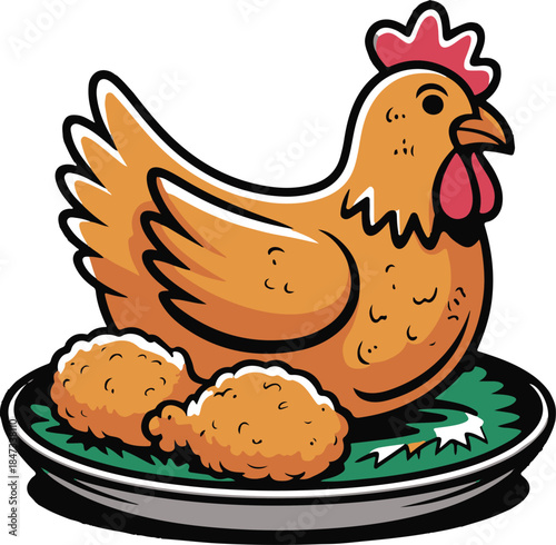 Fried Chicken Flat Vector | Crispy Fast Food Illustration