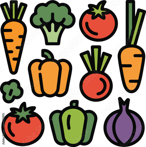 Vegetables Flat Vector | Organic Food Illustration