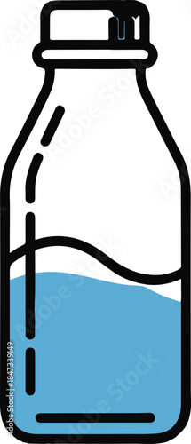 Milk Bottle Flat Vector | Dairy Drink Illustration