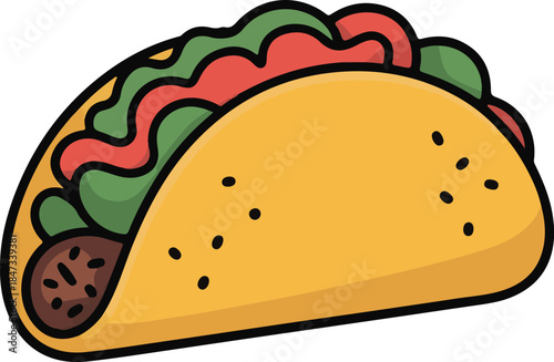Taco Flat Vector | Mexican Food Illustration