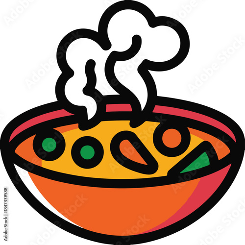 Soup Bowl Flat Vector | Hot Meal Food Illustration