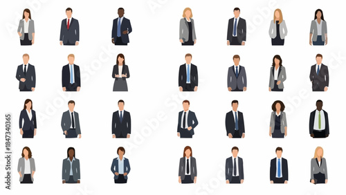 Collection of Diverse Business Professionals Posed in Studio Setting.