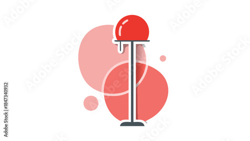 Red Sphere on Stand - Minimalist Flat Illustration