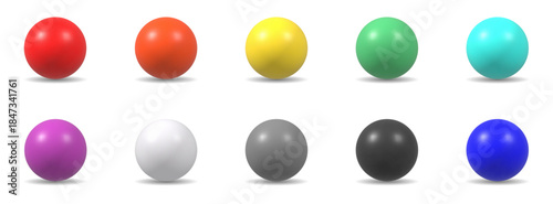 3d glossy colored vector spheres set isolated on white background