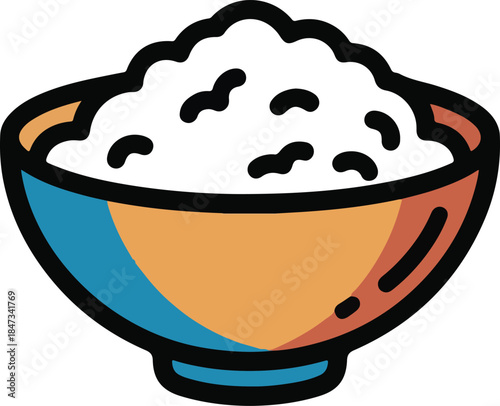 Rice Bowl Flat Vector | Asian Food Illustration