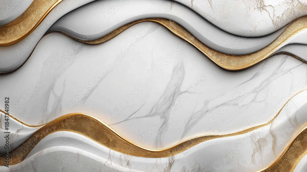 Obraz premium A gold and white wave pattern on a white background