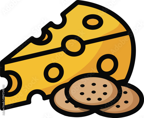 Cheese and Crackers Flat Vector | Snack Food Illustration
