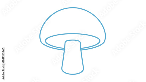 Simple Blue Line Art Mushroom Icon