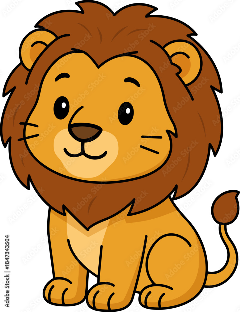 Fototapeta premium Cute lion cartoon illustration