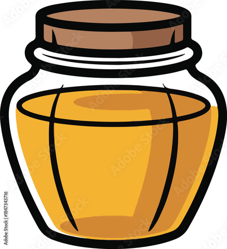 Honey Jar Flat Vector | Natural Sweet Food Illustration
