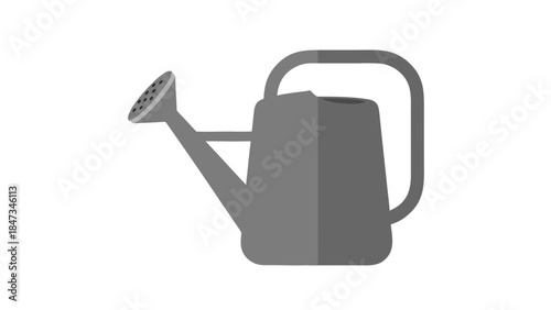 Simple Gray Watering Can Icon on White Background