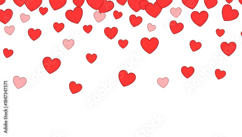Floating Red and Pink Heart Shapes on a White Background A Romantic and Festive Design
