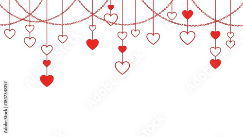 Red Heart Garland A Romantic & Festive Decoration for Valentine's Day or Special Occasions