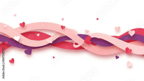 Elegant Paper Wave with Heart Cutouts A Romantic and Festive Design Element