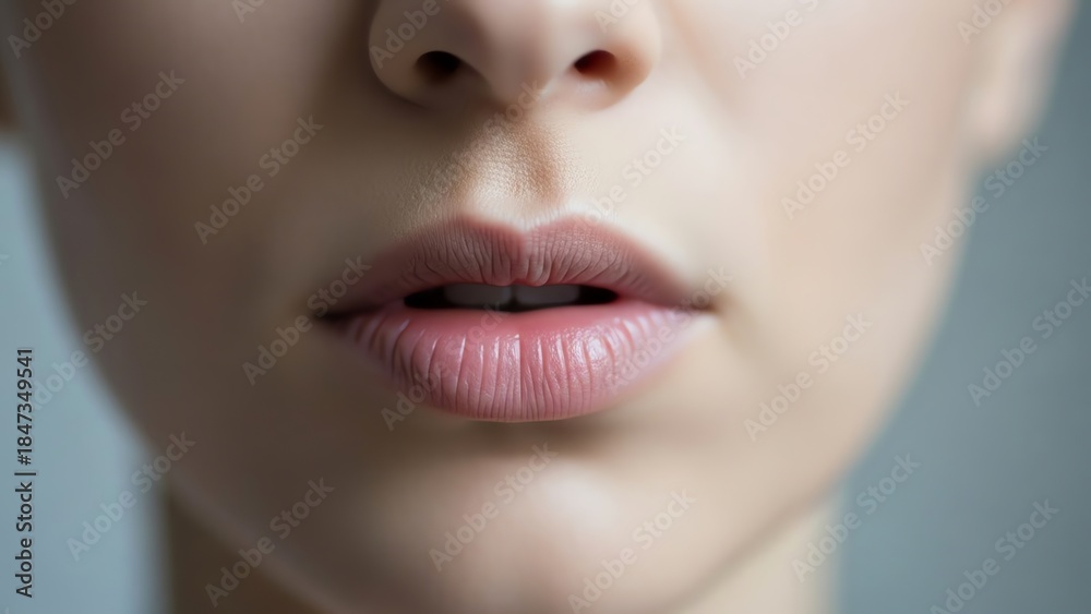 Fototapeta premium Close-up of lips and nose with smooth skin
