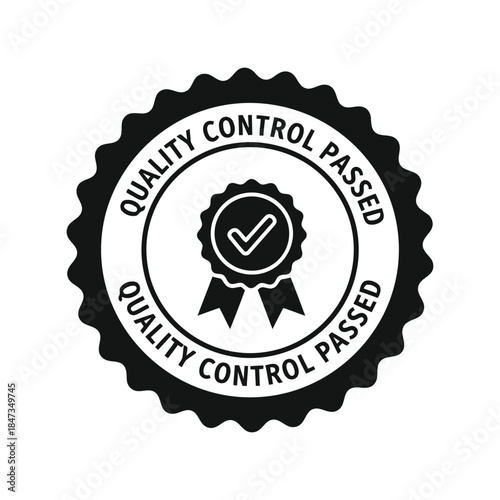 Quality control passed certification badge icon vector