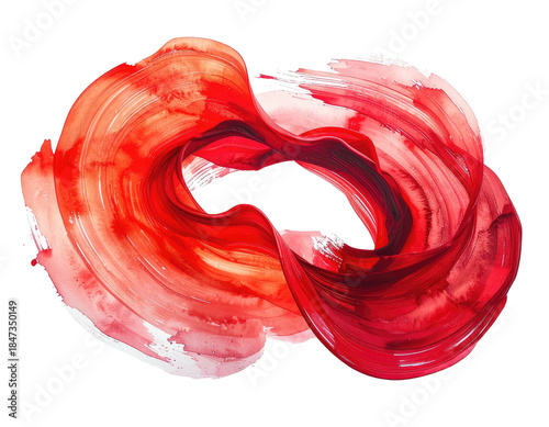 Flowing red and orange watercolor brushstrokes, abstract form