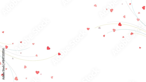 Elegant Heart Flourishes A Romantic and Delicate Design with Red Hearts and Swirls on White