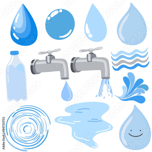 Flat Water Elements Icon Set