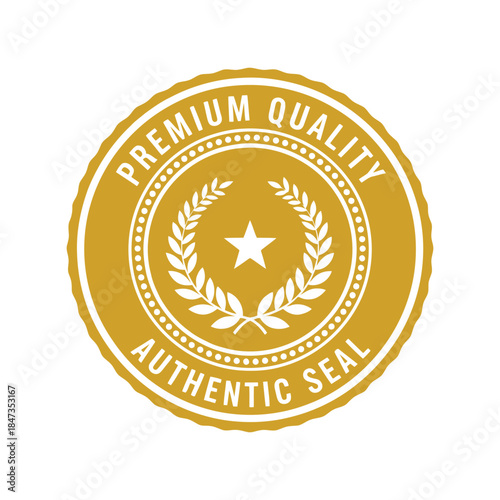 Golden premium quality authentic seal badge Vector