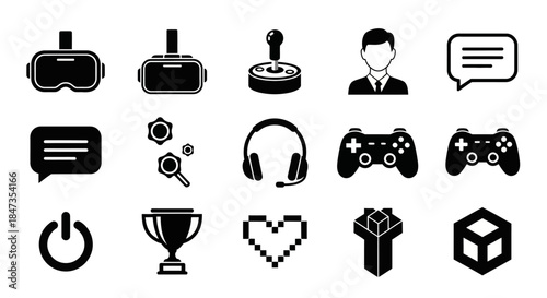 Black icons for virtual reality gaming.