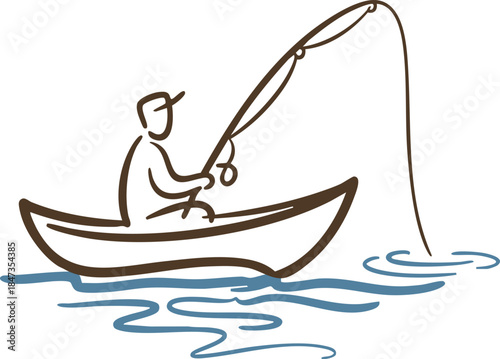 Man fishing from a small boat