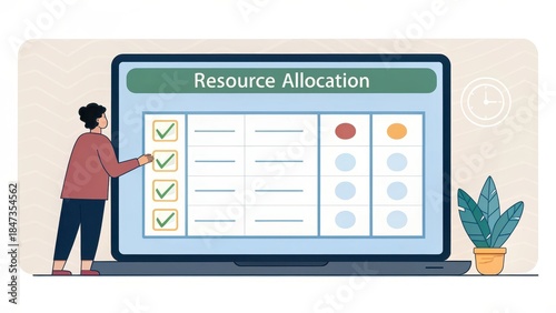 Computer screen showing resource allocation tracker