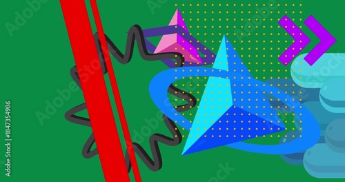 Geometrical graphic retro theme background animation with place for text. Minimal geometric elements frame video. Vintage abstract shapes for advertising.