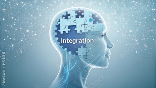 Wallpaper Mural Human head silhouette with a puzzle to show integration concept Torontodigital.ca