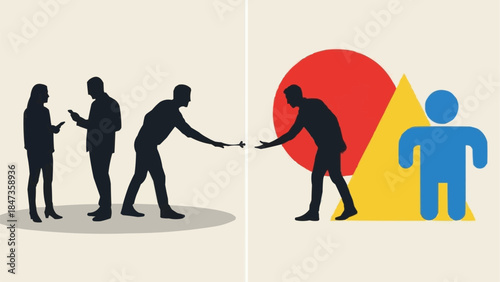 Abstract representation of human interaction and connection.