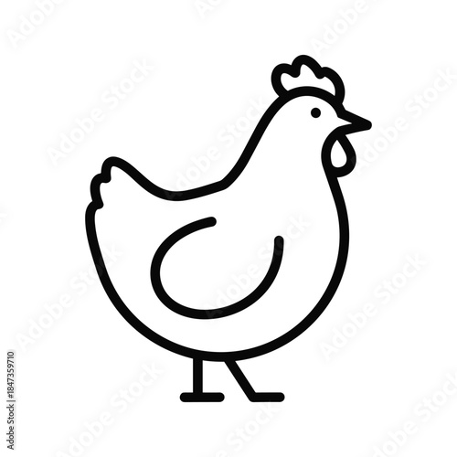 Simple black line drawing of a chicken