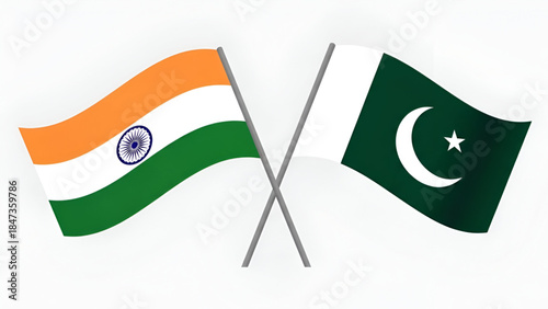 Indian diplomatic unity concept showing crossed India and Pakistan flags symbolizing Republic values Independence awareness and peaceful balance in India concept for 26 January and 15 August national 